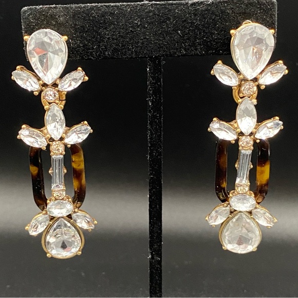 J.Crew Signed Tortoise Shell and Chunky Sparkly Dangle Earrings - Picture 8 of 11